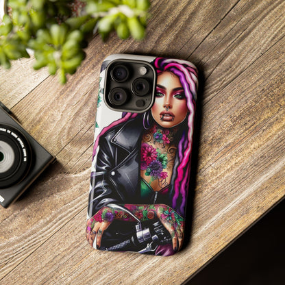 Neon Rebel – Vibrant Biker Queen Mobile Cover