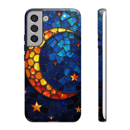 Lunar Glow: Vibrant Moon and Starry Night