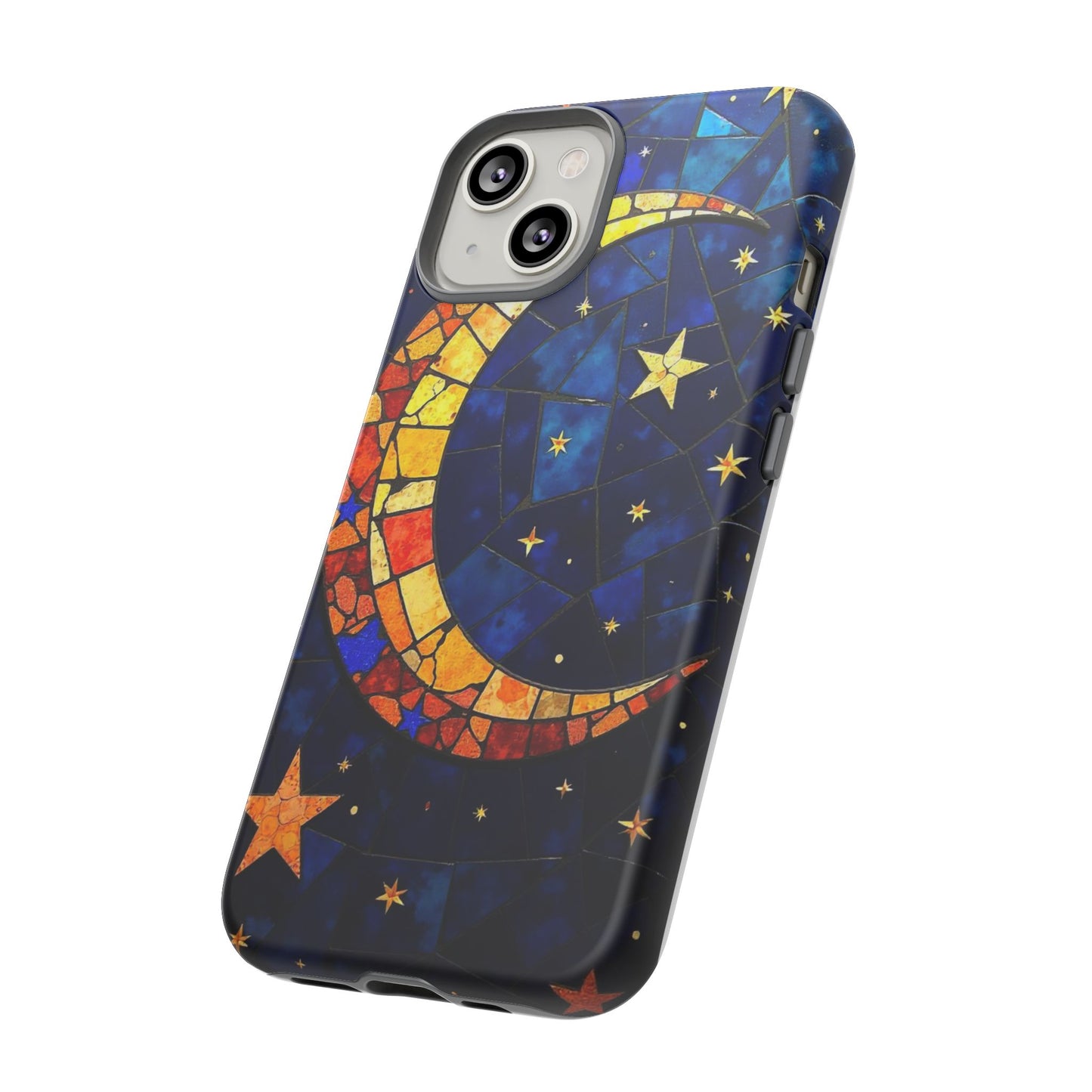 Celestial Crescent: Vibrant Moon and Stars Phone Case