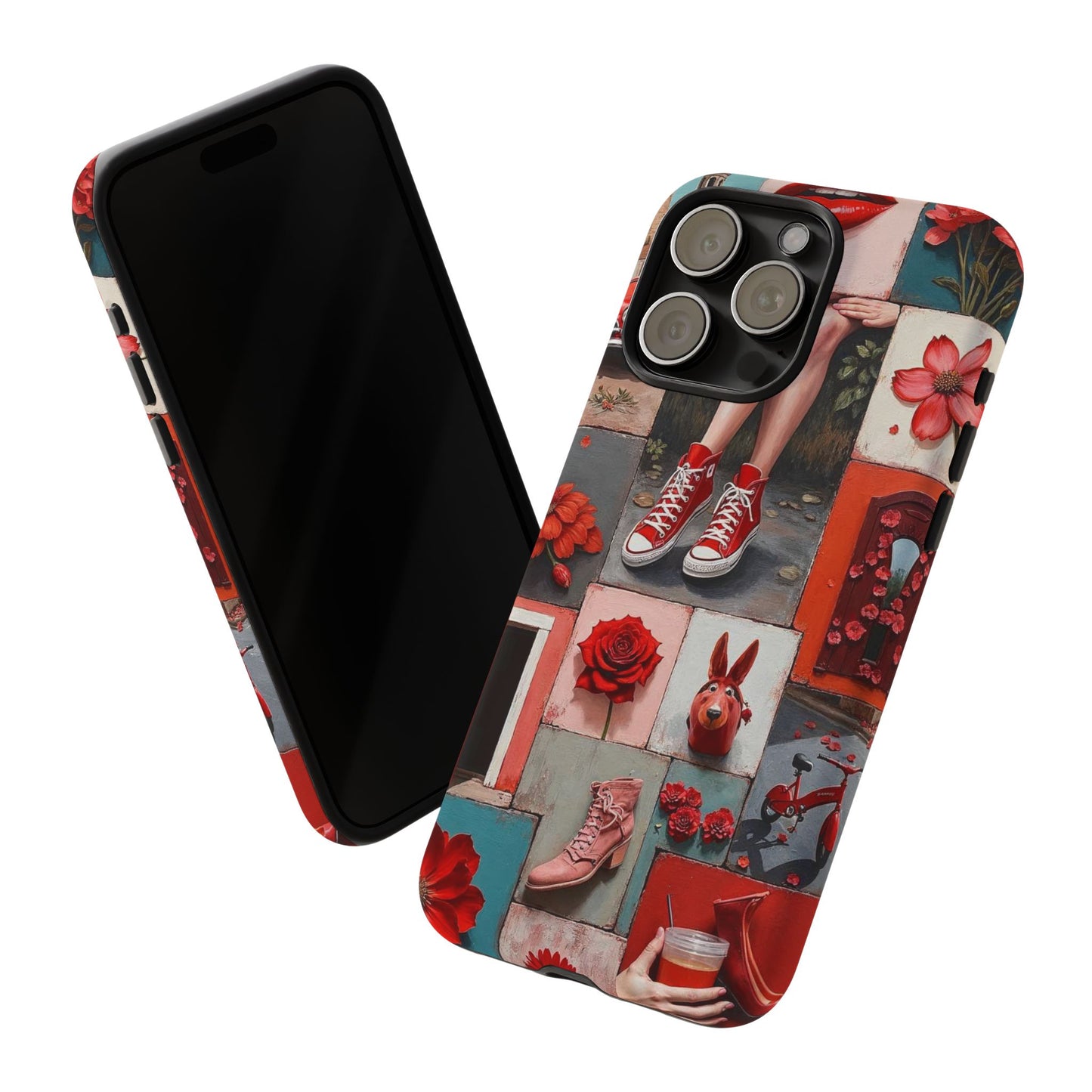 Red Sneakers & Roses Collage Phone Case