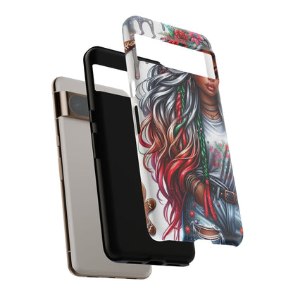 Festive Boho Queen – Holiday Glow & Candy Cane Braids Mobile Cover
