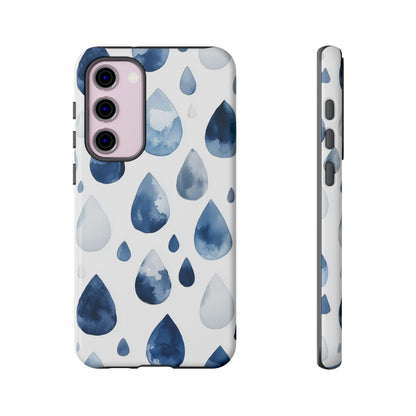 Indigo Rain Drops Watercolor Phone Case for iPhone, google Pixel & Samsung
