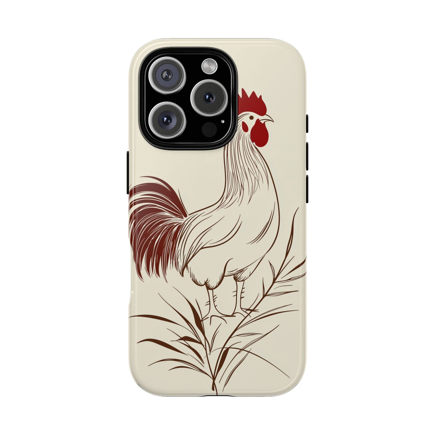 Golden Dawn Rooster: Minimalist Farmstead Charm Case for iPhone, Samsung & Pixel