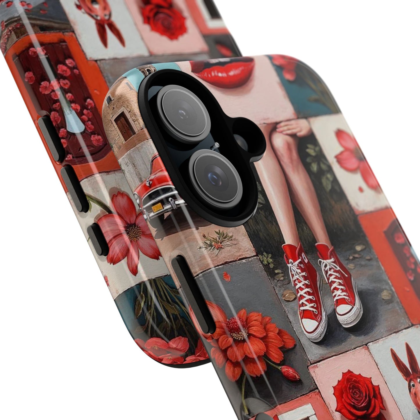 Red Sneakers & Roses Collage Phone Case