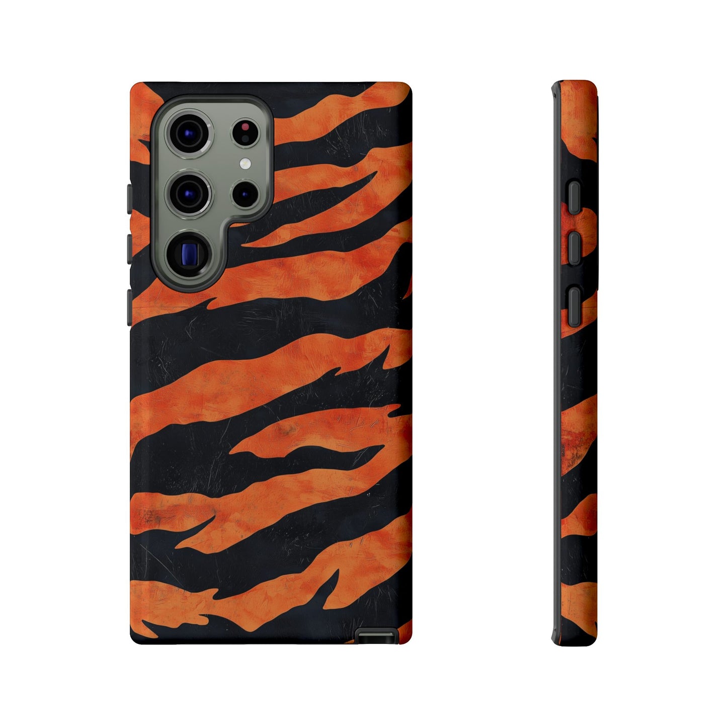 Burnt Orange & Black Tiger Stripes Phone Case for iPhone, Samsung & Google Pixel