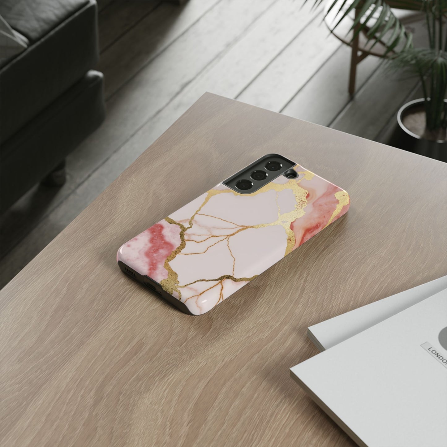 Beautiful Pink Minimal Marble Case Design
