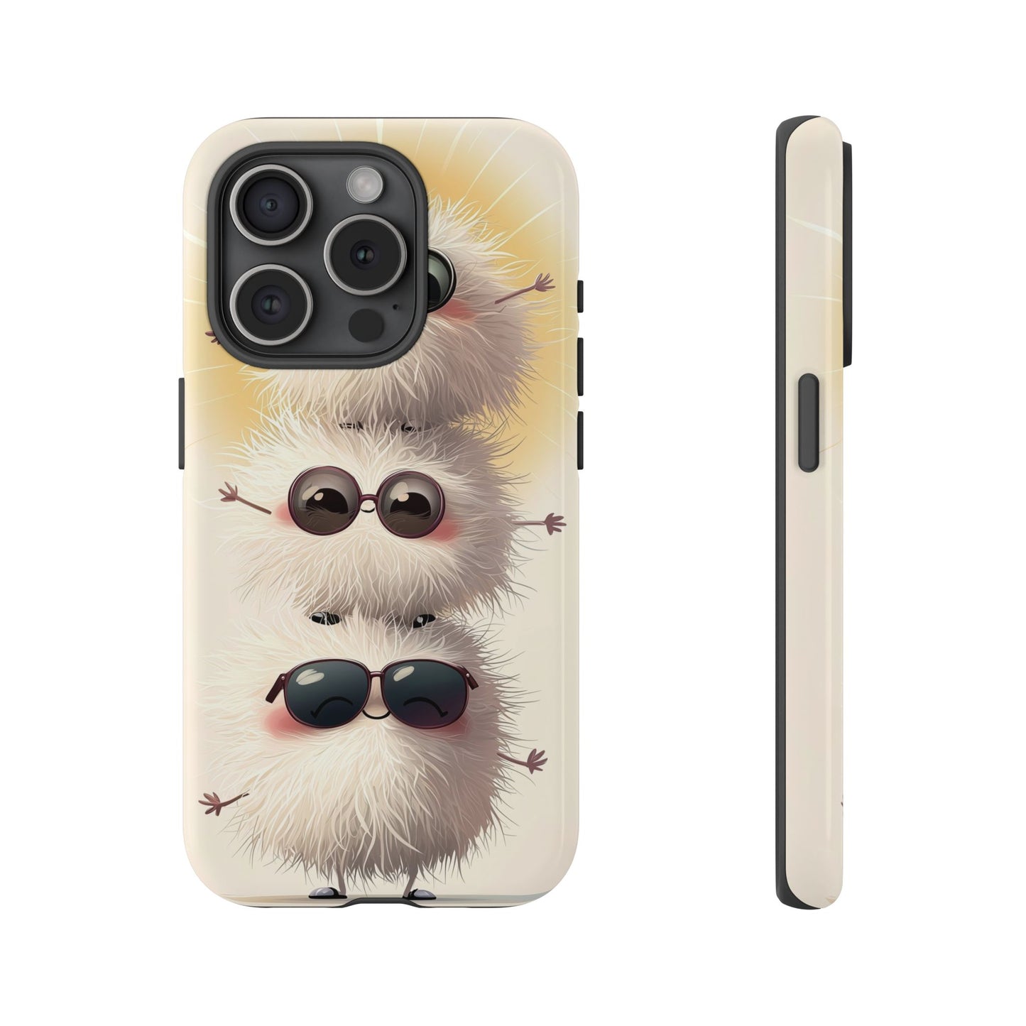 Stacked Fluff Squad Phone Case – Kawaii Anime Creatures with Sunglasses, iPhone, Samsung & Google Pixel Case