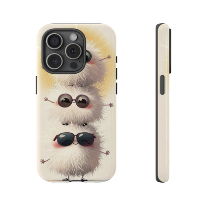 Stacked Fluff Squad Phone Case – Kawaii Anime Creatures with Sunglasses, iPhone, Samsung & Google Pixel Case