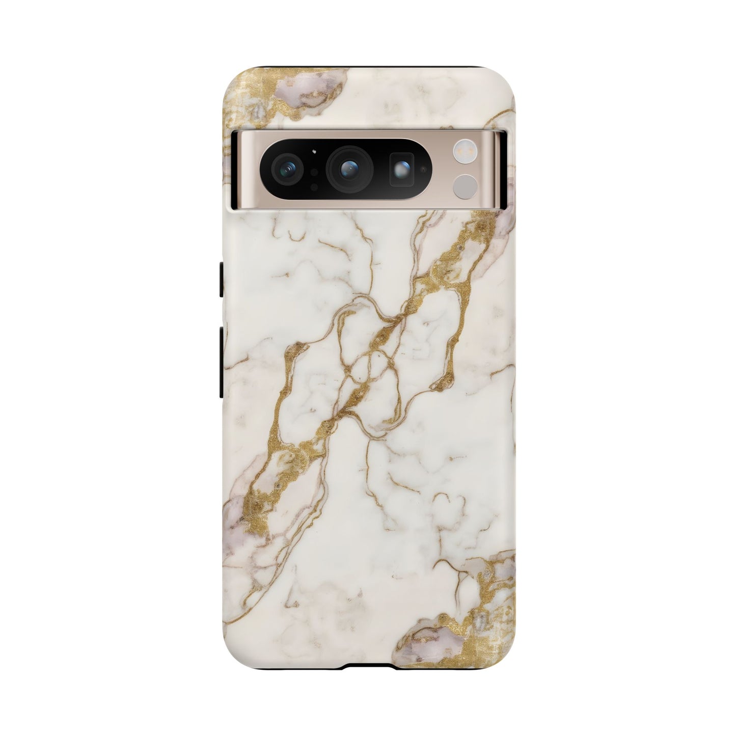 Elegant White and Gold Marble Case Design