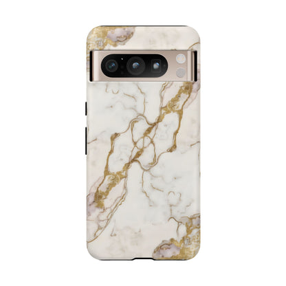 Elegant White and Gold Marble Case Design