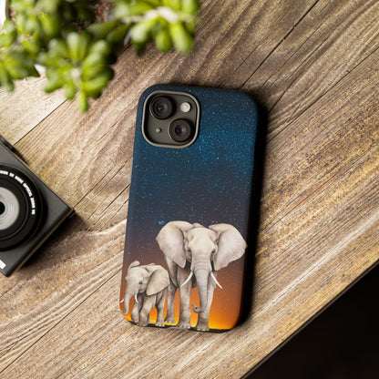 Starry Safari Elephant Family Mobile Cover – Cosmic Wildlife Aesthetic