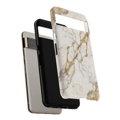 Elegant White and Gold Marble Case Design