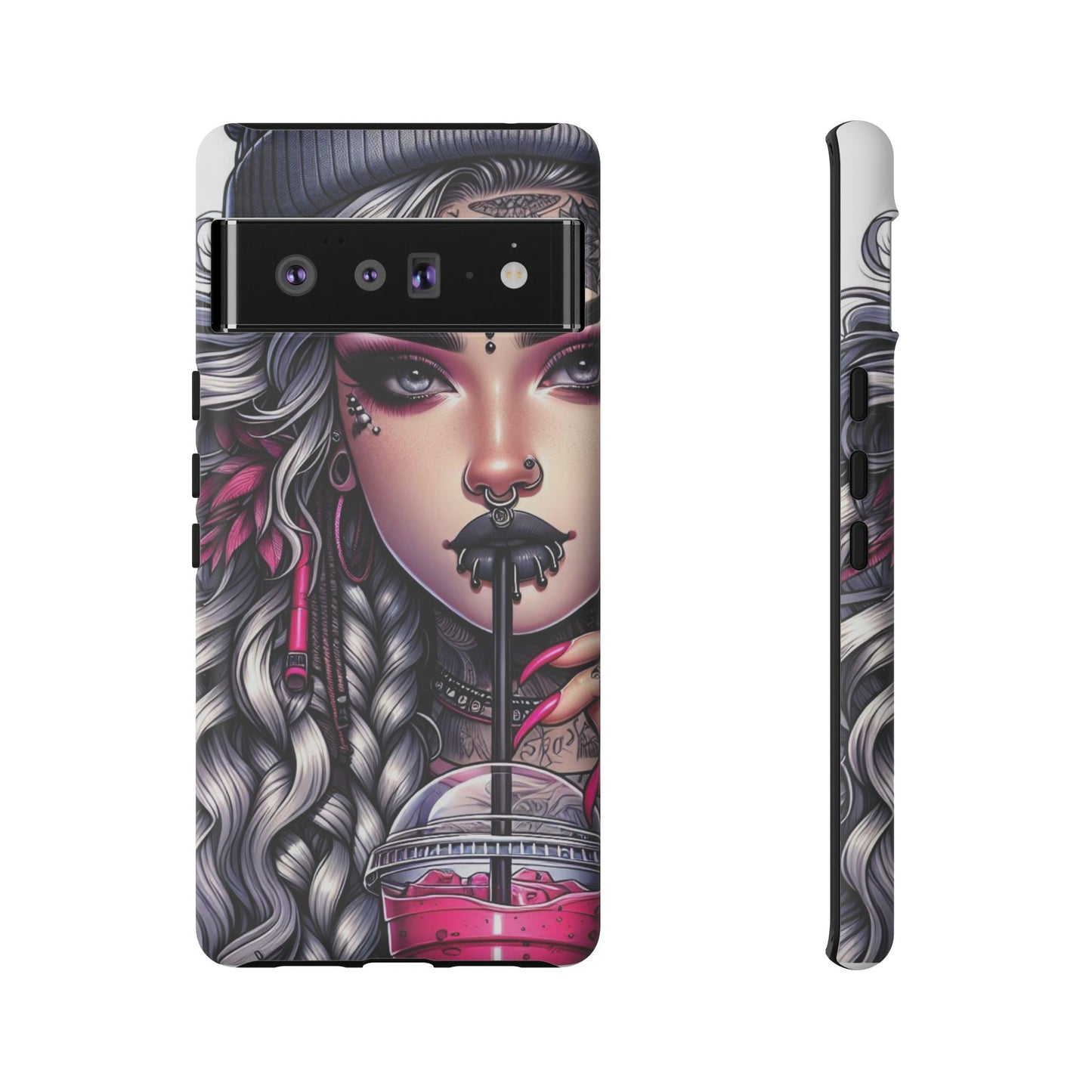 Icy Rebel – Silver Dreads & Edgy Street Chic Mobile Cover