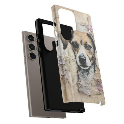 Vintage Collage Dog Portrait Mobile Cover – Artistic Mixed Media Design