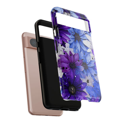 Blue & Purple Floral Splash Mobile Cover – Elegant Artistic Flowers