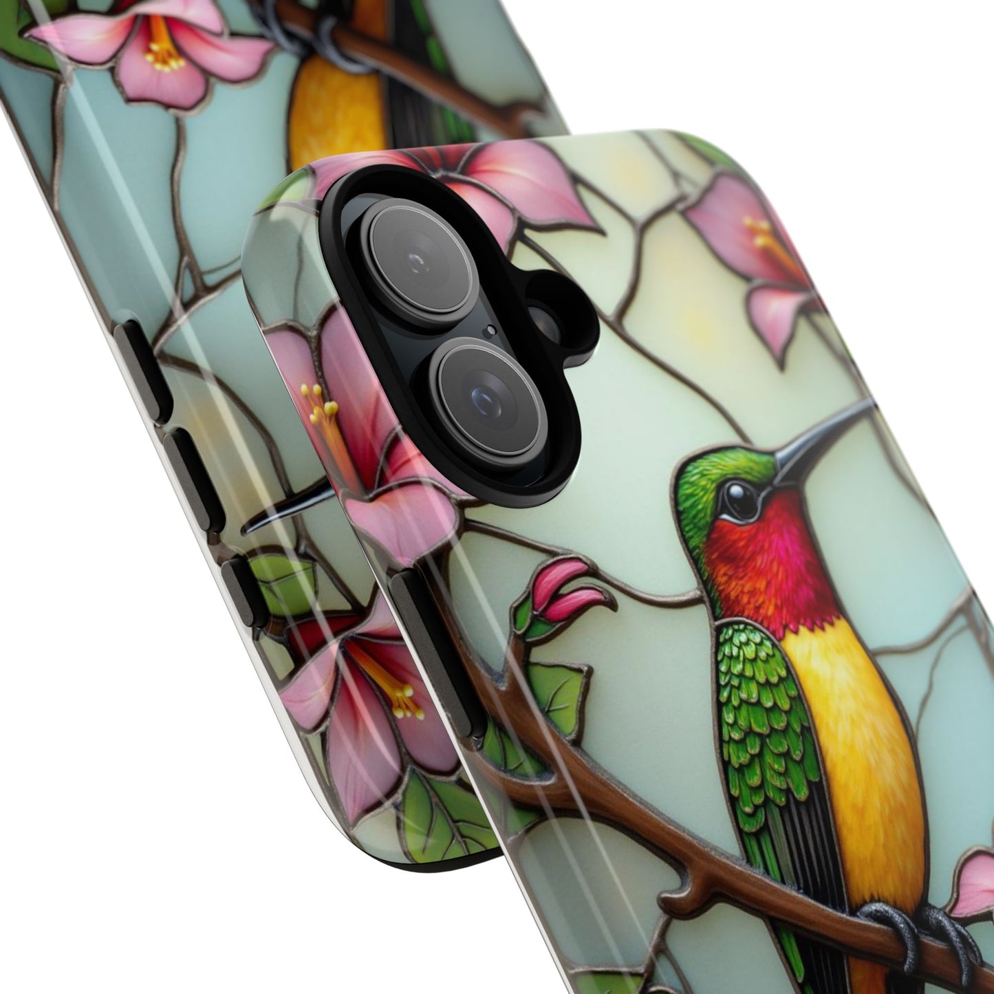 Elegant Hummingbird with Floral Mosaic | Artistic Nature Design