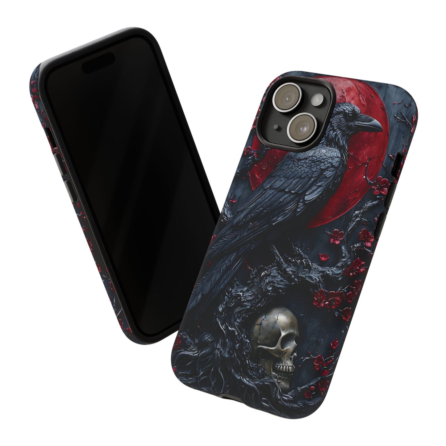 Gothic Sculpture Of Raven On Charcoal Tree Branch phone case design