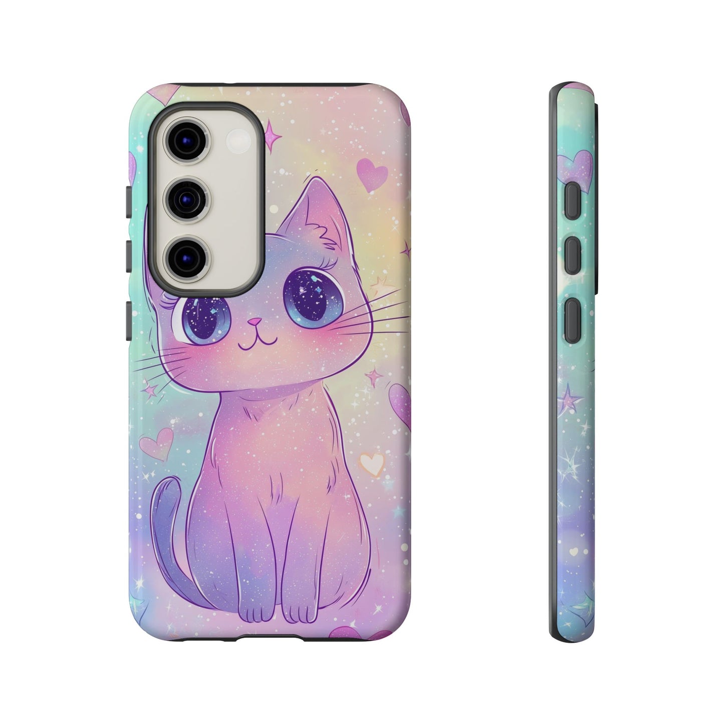 Cosmic Cat Phone Case – Sparkly Anime Aesthetic for iPhone, Google Pixel & Samsung