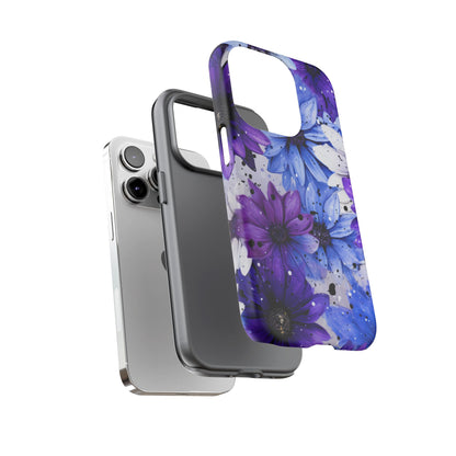 Blue & Purple Floral Splash Mobile Cover – Elegant Artistic Flowers