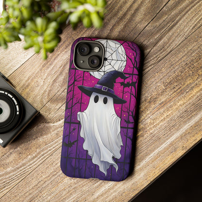 Stylized Halloween Illustration of a Ghost in Stained Glass  phone case design.