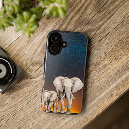 Starry Safari Elephant Family Mobile Cover – Cosmic Wildlife Aesthetic