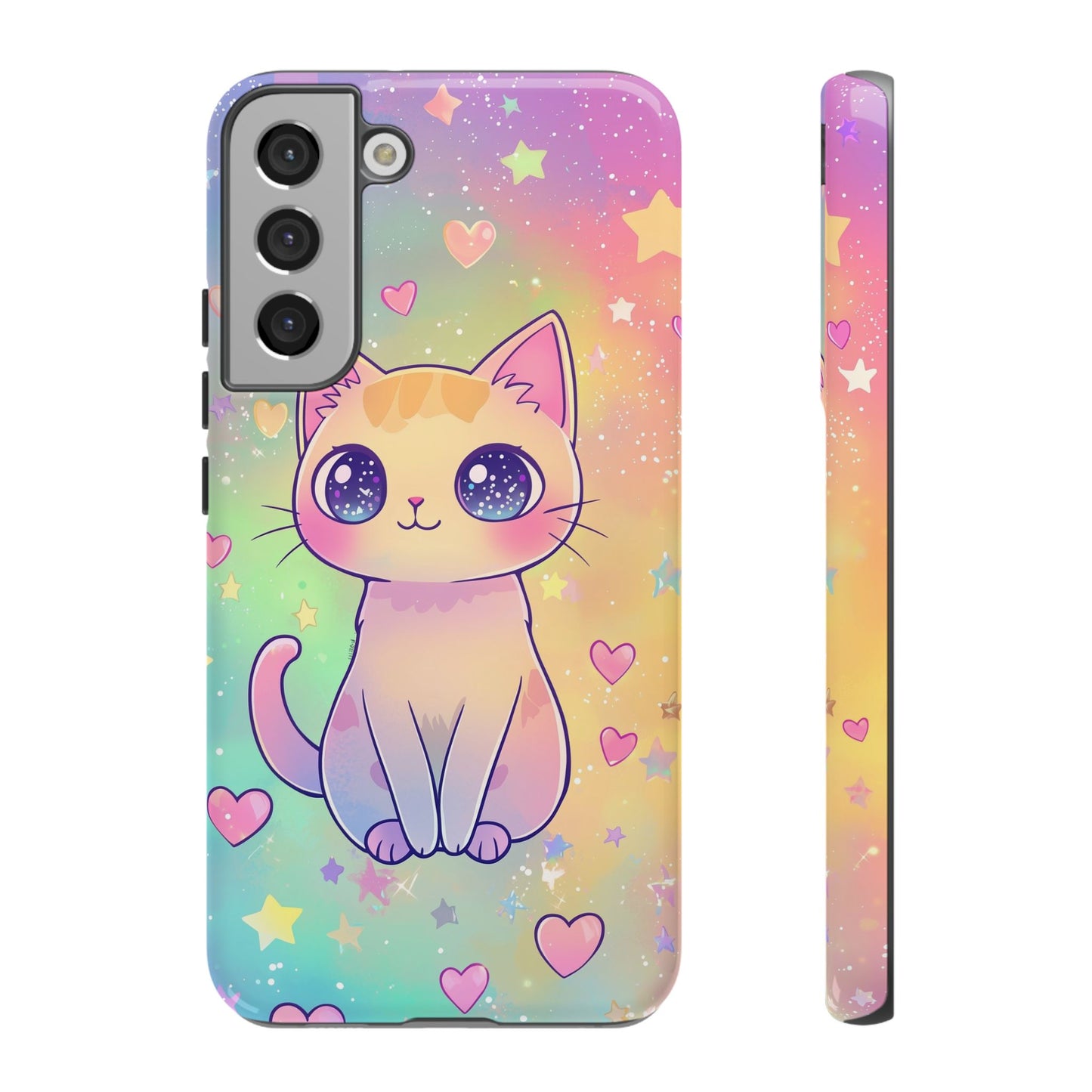 Rainbow Galaxy Cat Phone Case – Cute Anime Aesthetic for iPhone, Google Pixel & Samsung