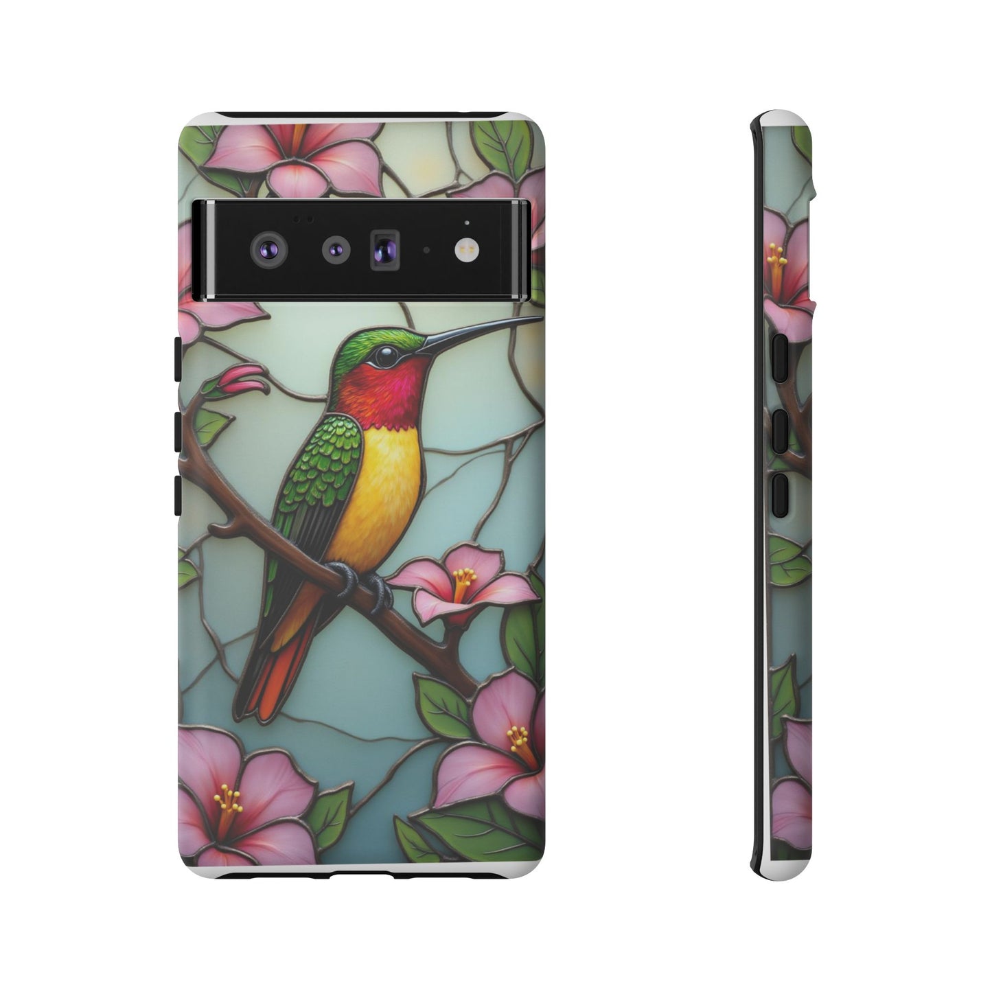 Elegant Hummingbird with Floral Mosaic | Artistic Nature Design