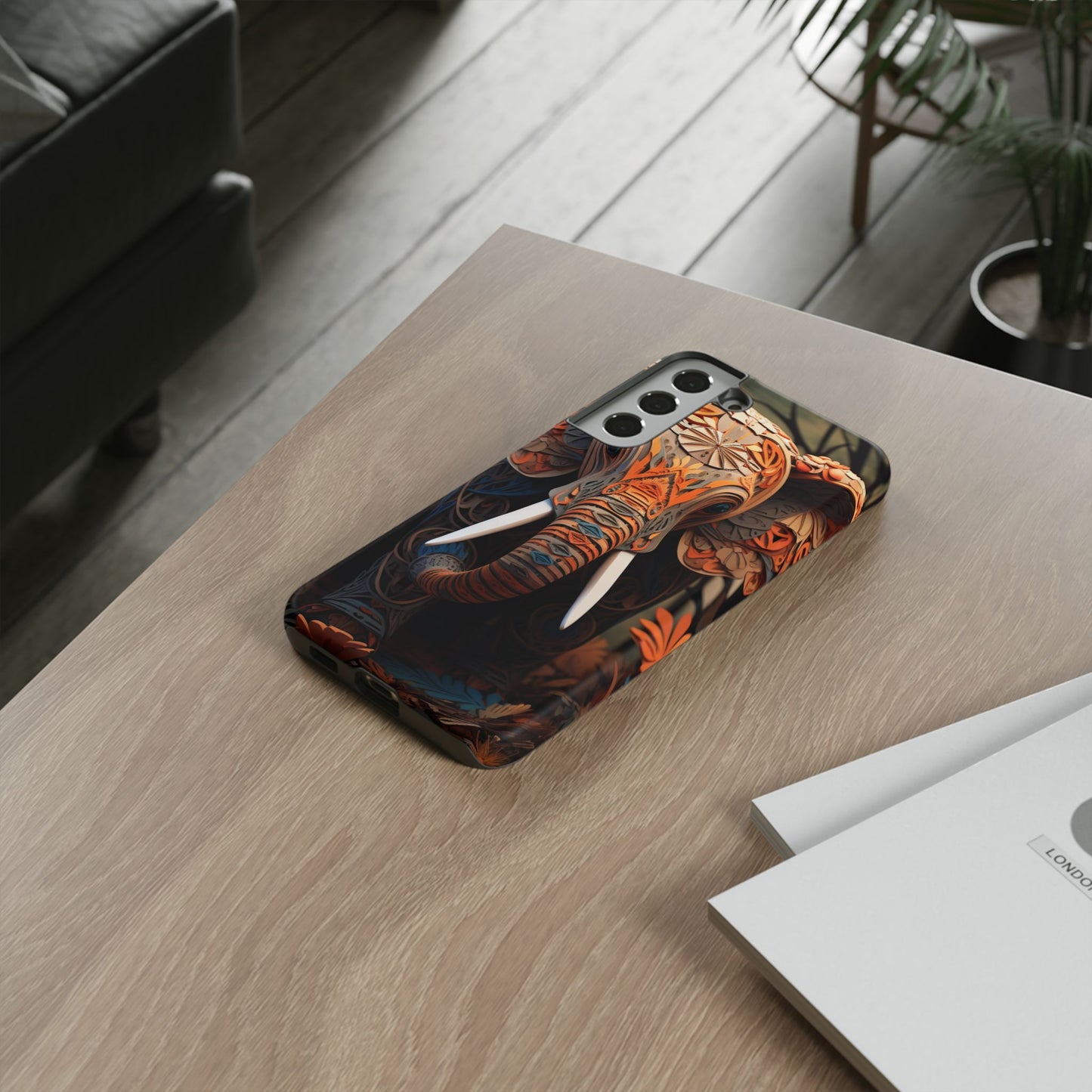 Elegant Artistic Elephant Mobile Cover – Intricate Paper-Cut Design