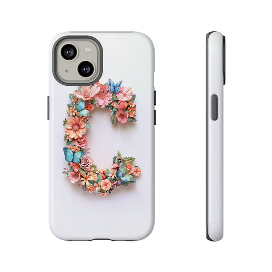 Floral Letter C Phone Case – Personalized Aesthetic Cover for iPhone, Samsung & Google Pixel