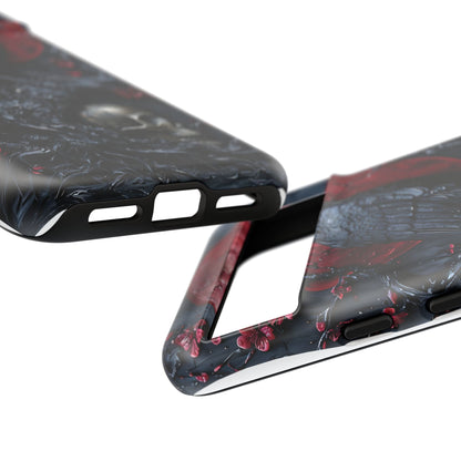 Gothic Sculpture Of Raven On Charcoal Tree Branch phone case design