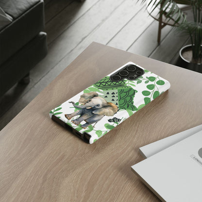 Playful Baby Elephant Mobile Cover – Tropical Boho Art