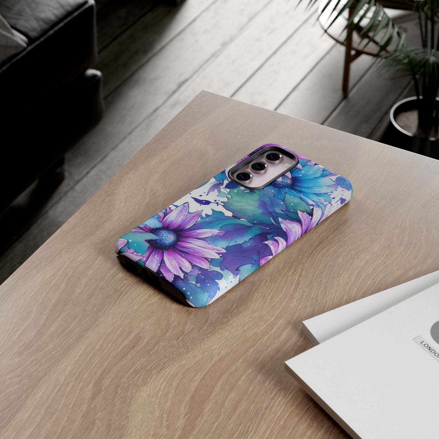 Dreamy Blue & Purple Floral Watercolor Mobile Case