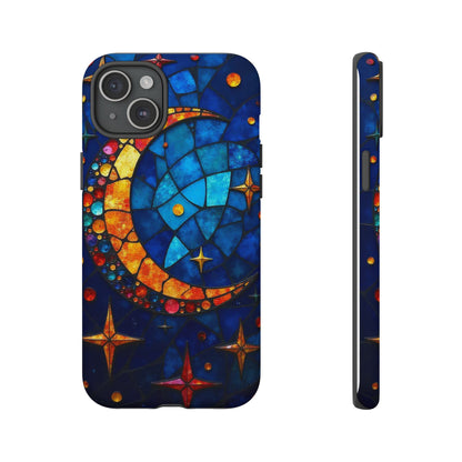 Celestial Crescent: Moon and Stars in Color