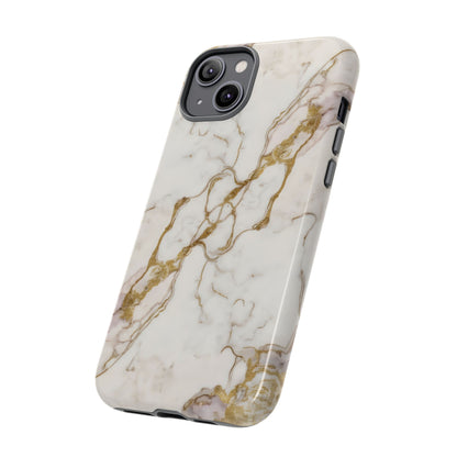 Elegant White and Gold Marble Case Design