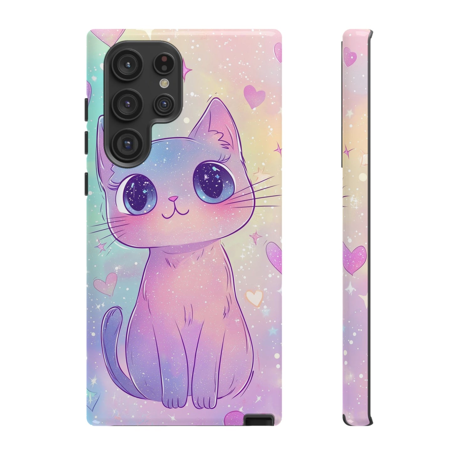 Cosmic Cat Phone Case – Sparkly Anime Aesthetic for iPhone, Google Pixel & Samsung