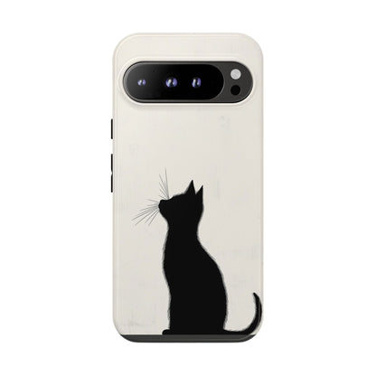 Silent Gaze: Minimalist Black Cat  Phone Case for iPhone, Samsung & Pixel