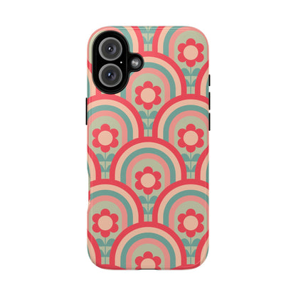 Retro Floral Rainbow Phone Case – Vintage Aesthetic for iPhone, Samsung & Google Pixel