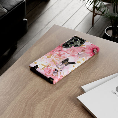 Pink Blossom & Gold Butterfly Mobile Case