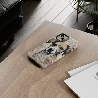 Vintage Collage Dog Portrait Mobile Cover – Artistic Mixed Media Design