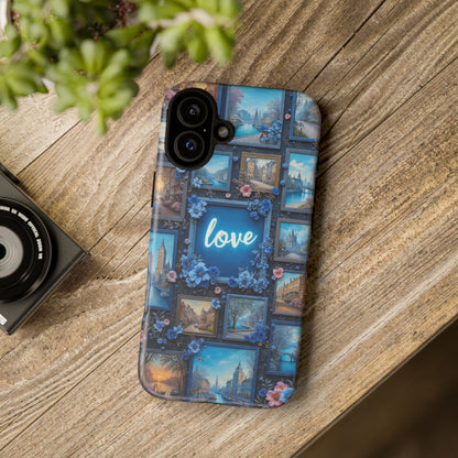 Blue Floral Love Frame Phone Case