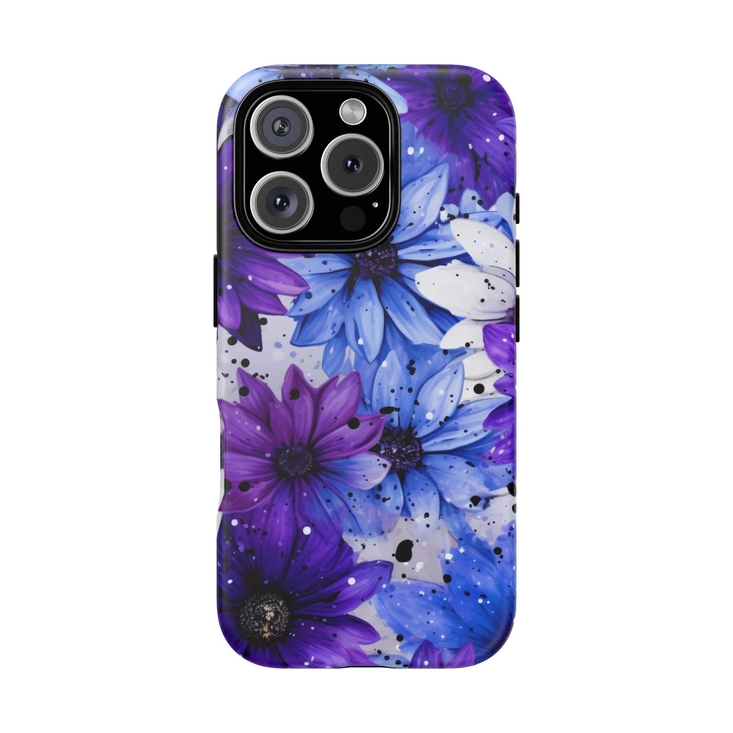 Blue & Purple Floral Splash Mobile Cover – Elegant Artistic Flowers