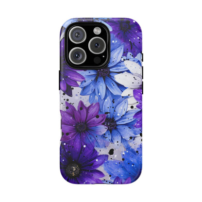 Blue & Purple Floral Splash Mobile Cover – Elegant Artistic Flowers