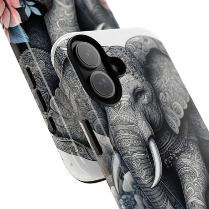 Mandala Elephant Mobile Cover – Elegant Black & White Floral Art