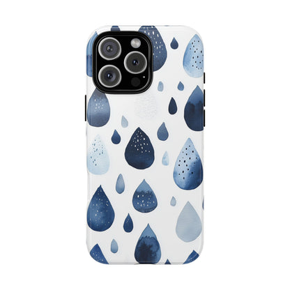 Indigo Rain Drops Watercolor Phone Case for iPhone, google Pixel & Samsung