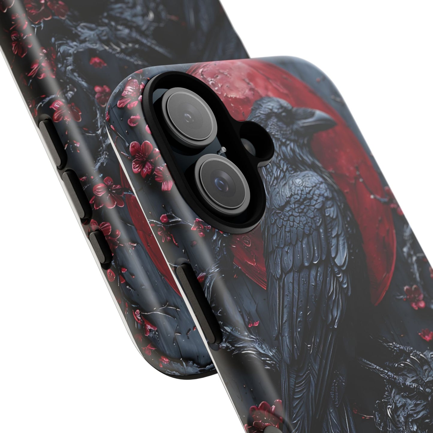 Gothic Sculpture Of Raven On Charcoal Tree Branch phone case design