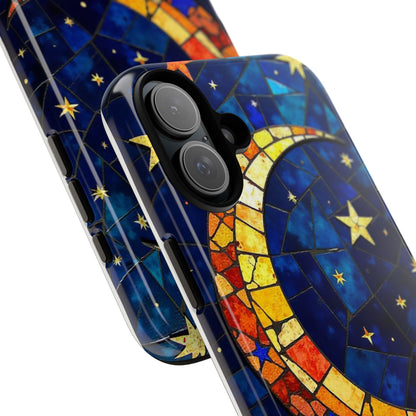 Celestial Crescent: Vibrant Moon and Stars Phone Case