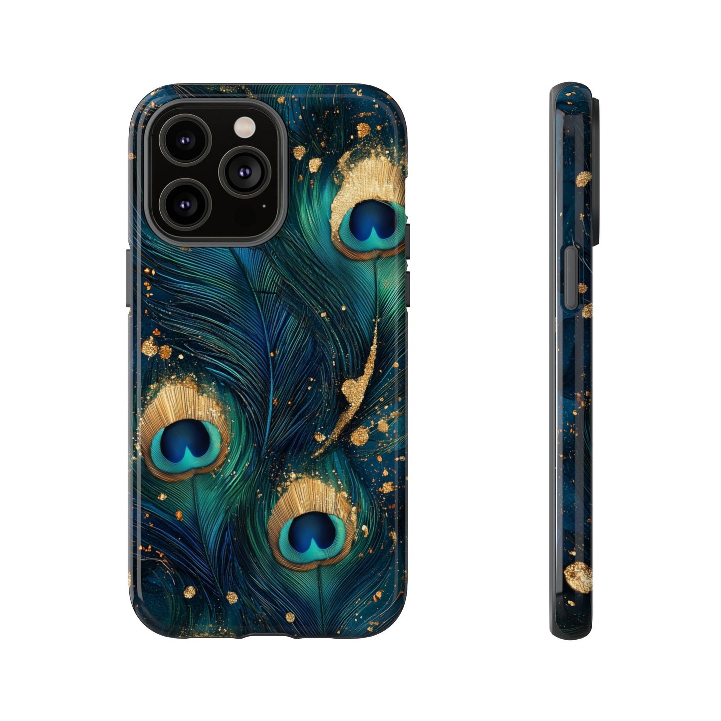 Elegant Peacock Feather Luxe Phone Case for iPhone, Samsung & Google Pixel