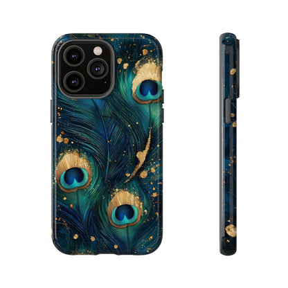 Elegant Peacock Feather Luxe Phone Case for iPhone, Samsung & Google Pixel
