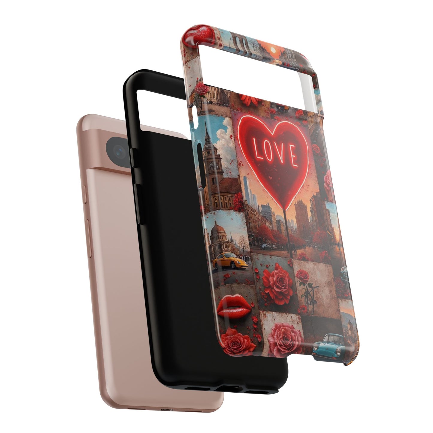 Neon Love Heart & Rose Phone Case
