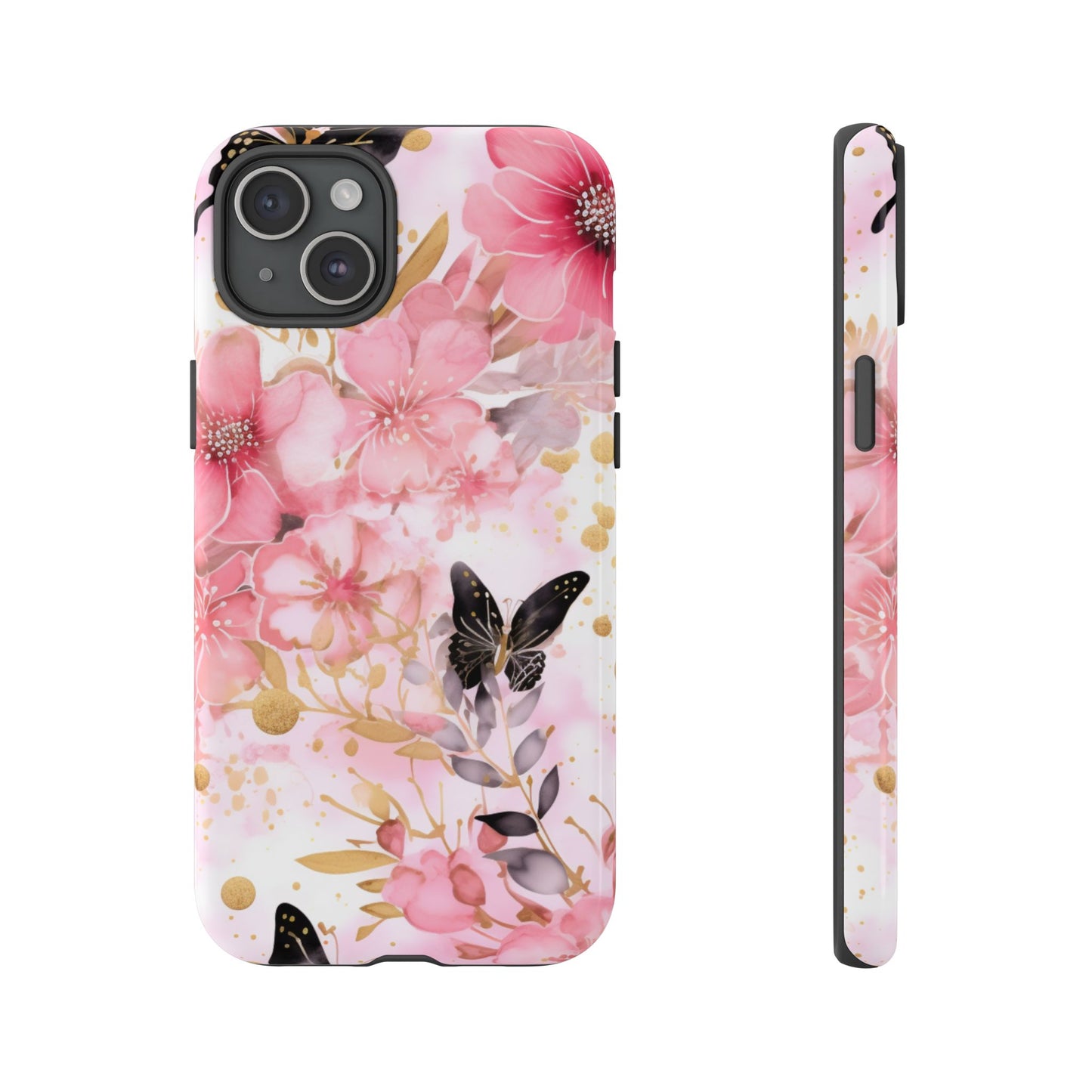 Pink Blossom & Gold Butterfly Mobile Case